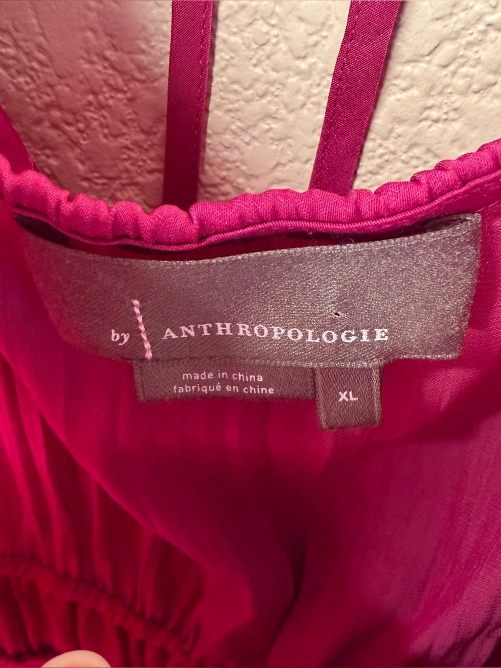 Anthropologie Ruffle Tiered Midi Dress Size XL Raspberry Flutter Sleeve Satin - Picture 9 of 13